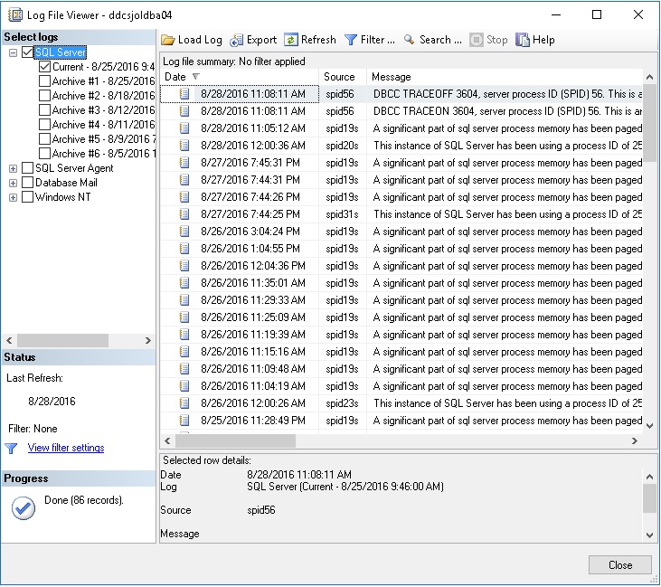 SQL Server Error Log